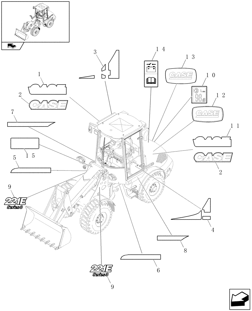 Схема запчастей Case 221E - (620/04[02]) - DECAL KIT DESIGN - EU - (08) - SHEET METAL/DECALS