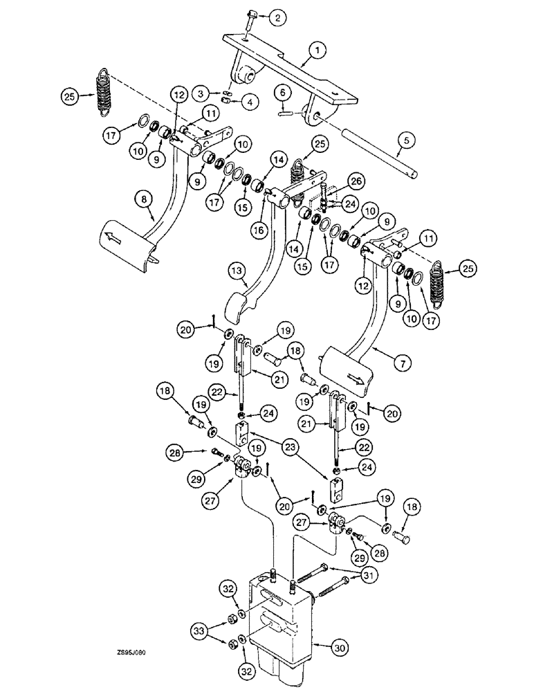 Схема запчастей Case 550E - (7-02) - BRAKE PEDALS AND LINKAGE (07) - BRAKES