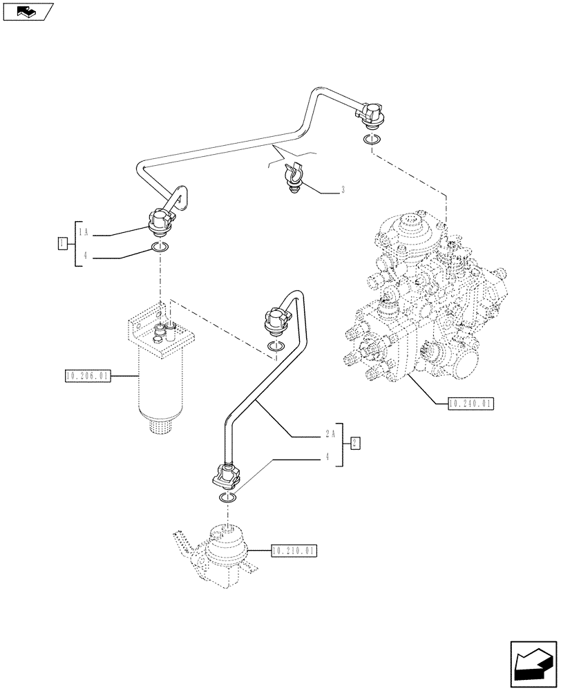 Схема запчастей Case F4GE9454K J604 - (10.218.01) - INJECTION EQUIPMENT - PIPING (5801491663) (10) - ENGINE