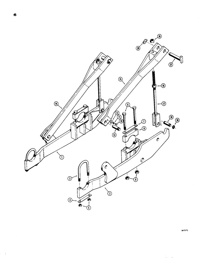 Схема запчастей Case 33 - (006) - BACKHOE MOUNTING PARTS 