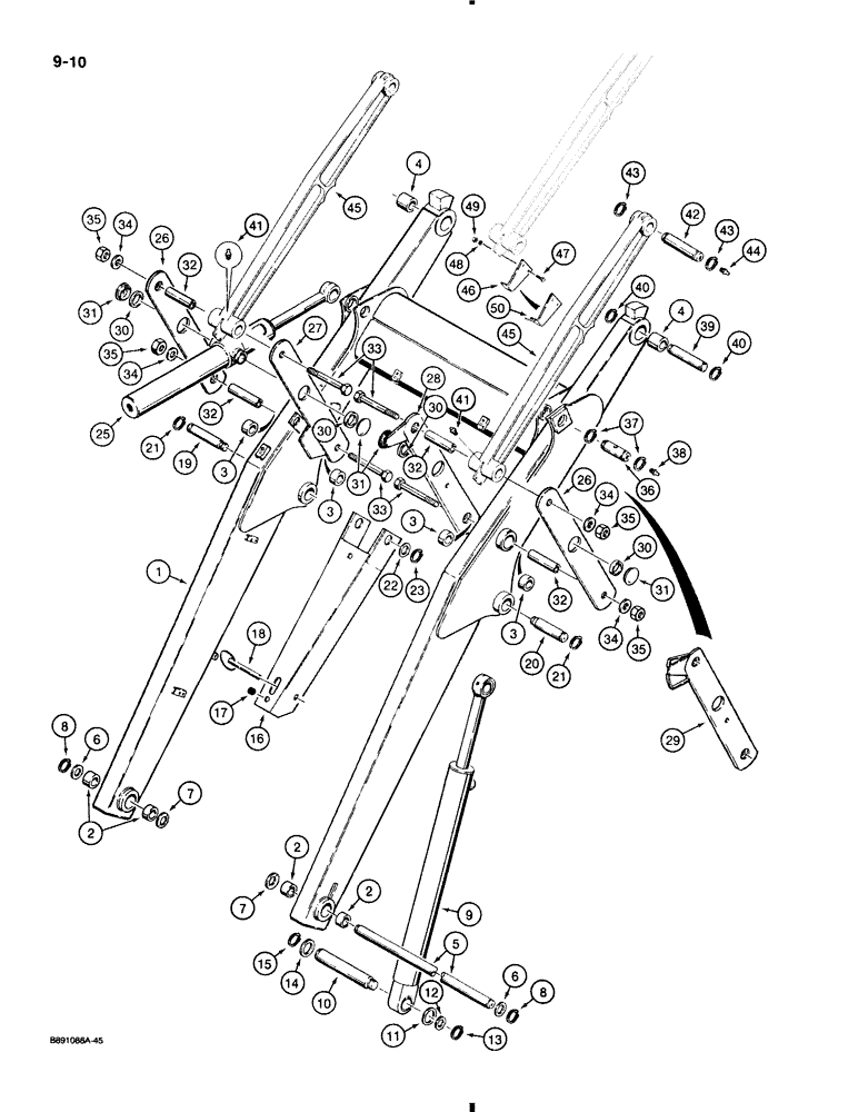 Схема запчастей Case 580K - (9-010) - LOADER FRAME AND MOUNTING PARTS (09) - CHASSIS/ATTACHMENTS