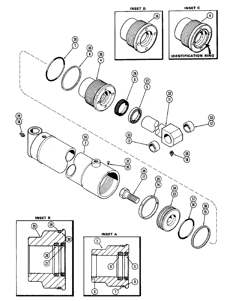 Схема запчастей Case 1530 - (142) - 4-IN-1 BUCKET CLAM CYLINDER (09) - CHASSIS/ATTACHMENTS