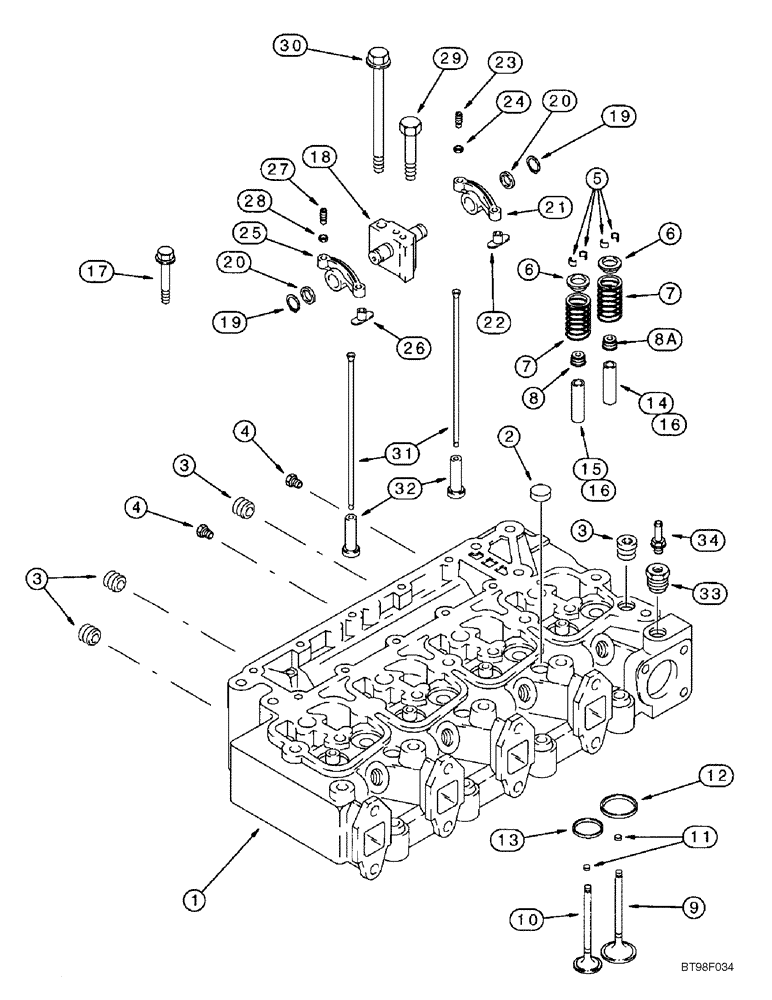 Схема запчастей Case 686G - (2-46) - CYLINDER HEAD AND VALVE MECHANISM, 4T-390 EMISSIONS (02) - ENGINE