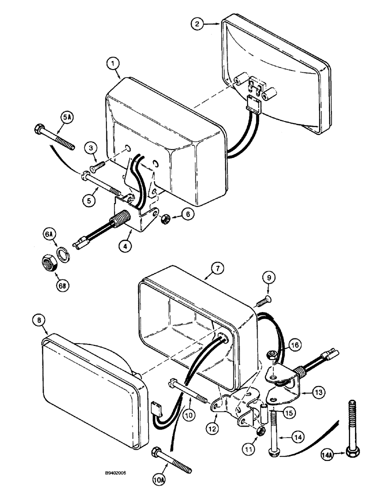 Схема запчастей Case 580L - (4-34) - CANOPY TRACTOR LAMPS, 580L OR 570LXT STANDARD CANOPY MODELS (04) - ELECTRICAL SYSTEMS