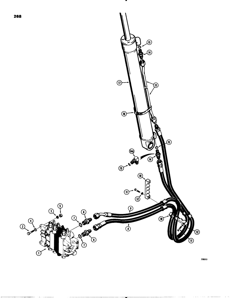 Схема запчастей Case 580C - (268) - BACKHOE DIPPER CYLINDER HYDRAULIC CIRCUIT (08) - HYDRAULICS