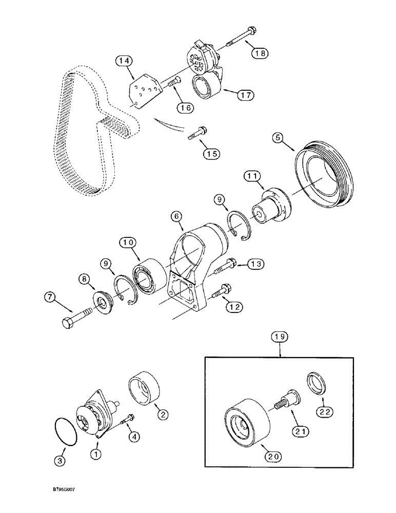 Схема запчастей Case 580L - (2-018) - WATER PUMP SYSTEM, 4-390 ENGINE, 4T-390 ENGINE (02) - ENGINE