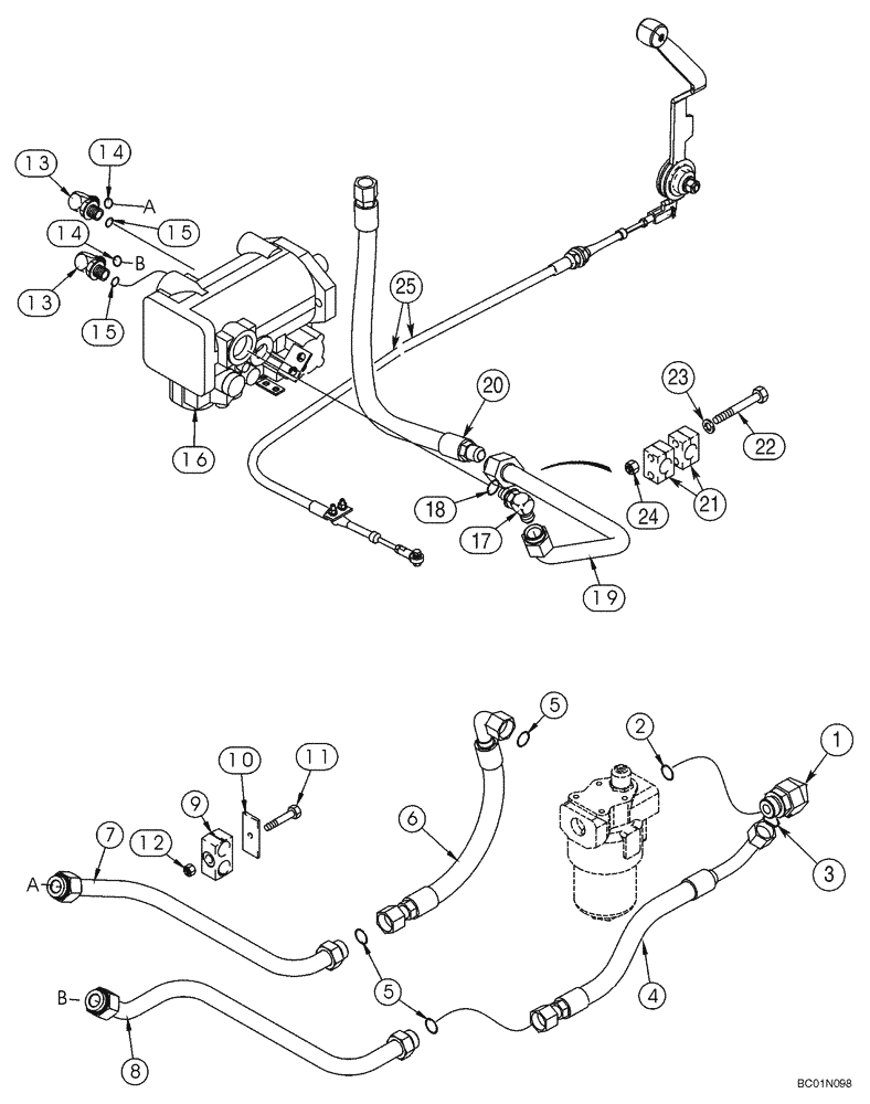 Схема запчастей Case 95XT - (08-14B) - HYDRAULICS, ATTACHMENT - HIGH FLOW, PISTON (08) - HYDRAULICS