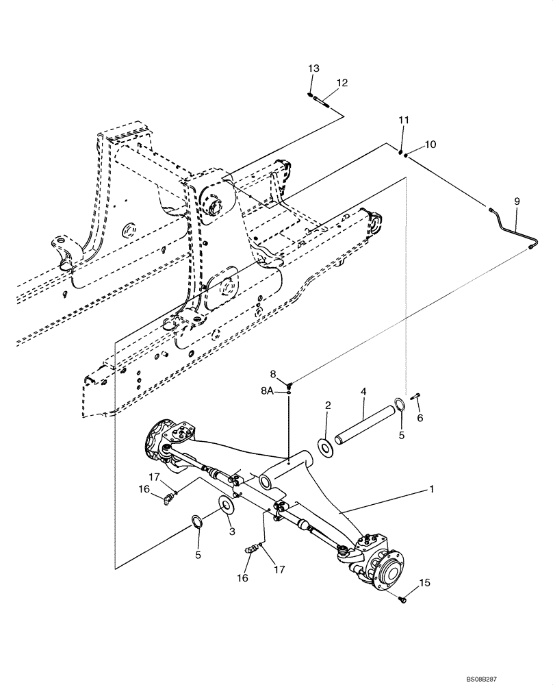 Схема запчастей Case 570MXT - (05-04) - AXLE, FRONT (86990837) (2WD) - MOUNTING (IF USED) (05) - STEERING