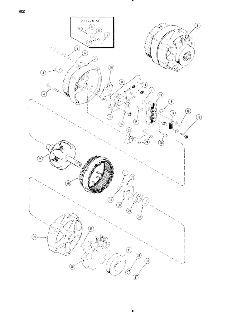 Схема запчастей Case 584C - (062) - A135714 ALTERNATOR, DELCO-REMY NO. 1102886 (55) - ELECTRICAL SYSTEMS