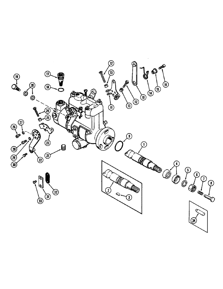 Схема запчастей Case 580B - (047A) - FUEL INJECTION PUMP, (188) DIESEL ENGINE, MECHANICAL SHUTTLE, USED PRIOR TO ENG SN 2717963 (03) - FUEL SYSTEM