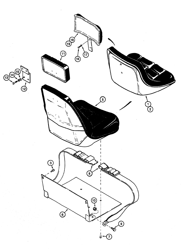 Схема запчастей Case 1818 - (9-16) - SEAT MOUNTING AND SEAT BELT (09) - CHASSIS/ATTACHMENTS