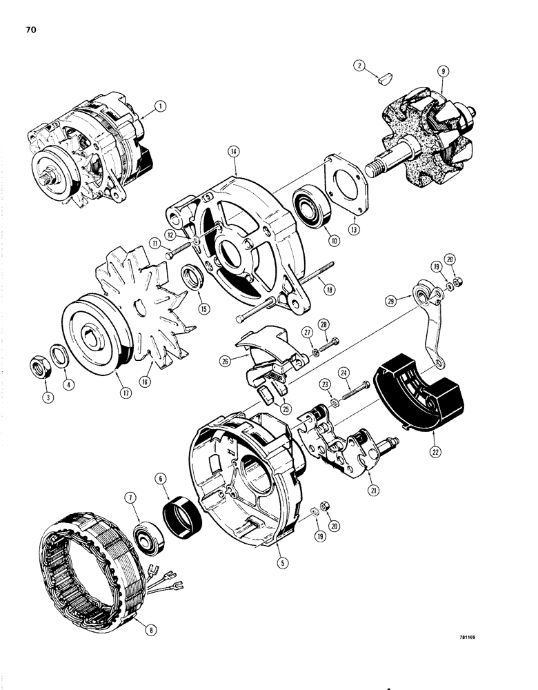 Схема запчастей Case 1830 - (070) - D86603 ALTERNATOR, PARIS - RHONE USED ON ENGINE SN 3062 AND AFTER (55) - ELECTRICAL SYSTEMS