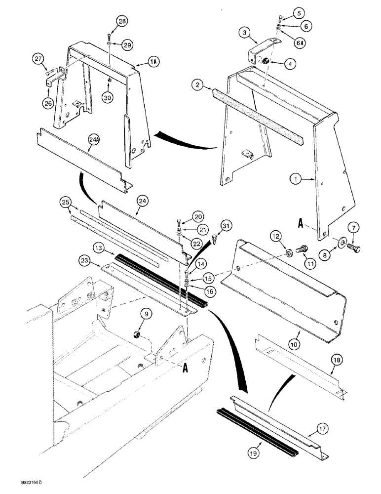 Схема запчастей Case 580SK - (9-086) - RADIATOR SHROUD, PUMP GUARD AND FRONT COVERS (09) - CHASSIS/ATTACHMENTS