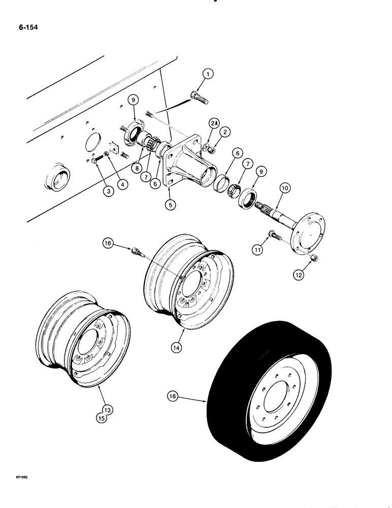 Схема запчастей Case 1835B - (6-154) - AXLES AND WHEELS (06) - POWER TRAIN