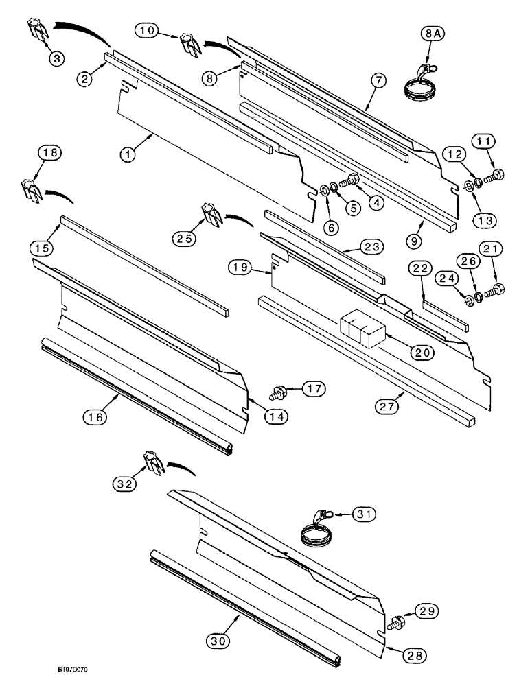 Схема запчастей Case 590L - (9-073A) - BAFFLE PLATES AND SEALS, WITHOUT AIR CONDITIONING (09) - CHASSIS/ATTACHMENTS