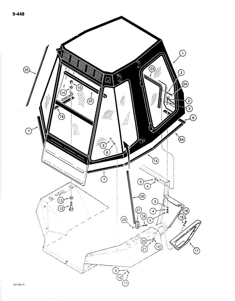 Схема запчастей Case 780C - (9-448) - ROPS CAB AND MOUNTING PARTS (09) - CHASSIS/ATTACHMENTS