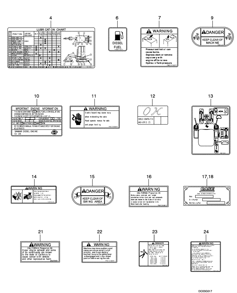 Схема запчастей Case CX14 - (09-31[00]) - DECALS (09) - CHASSIS/ATTACHMENTS