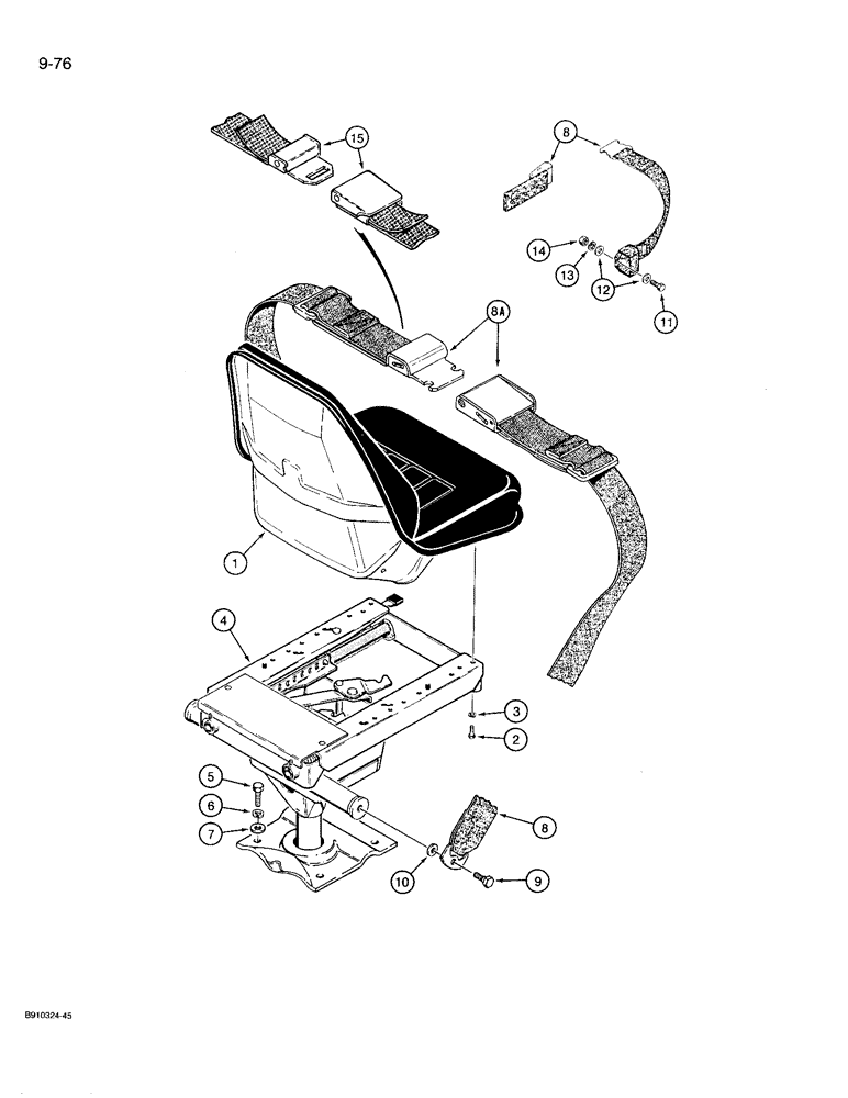 Схема запчастей Case 780D - (9-076) - STANDARD SEAT AND MOUNTING PARTS (09) - CHASSIS/ATTACHMENTS