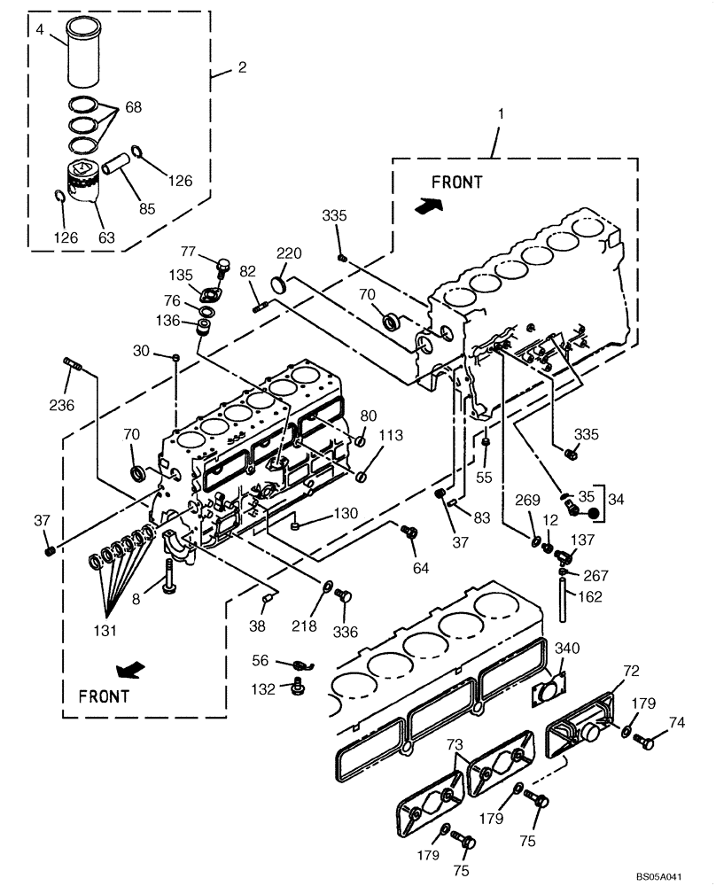 Схема запчастей Case CX225SR - (02-22) - CYLINDER BLOCK (02) - ENGINE