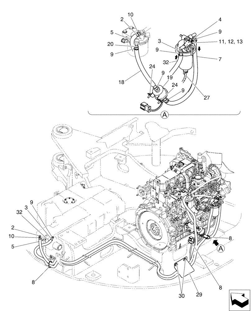 Схема запчастей Case CX50B - (01-015) - FUEL LINES (10) - ENGINE