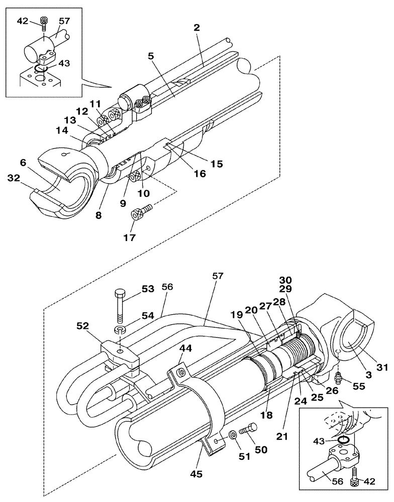 Схема запчастей Case CX240 - (08-47C) - BOOM CYLINDER - LEFT - WITHOUT VALVE, PRESSURE RELIEF (08) - HYDRAULICS