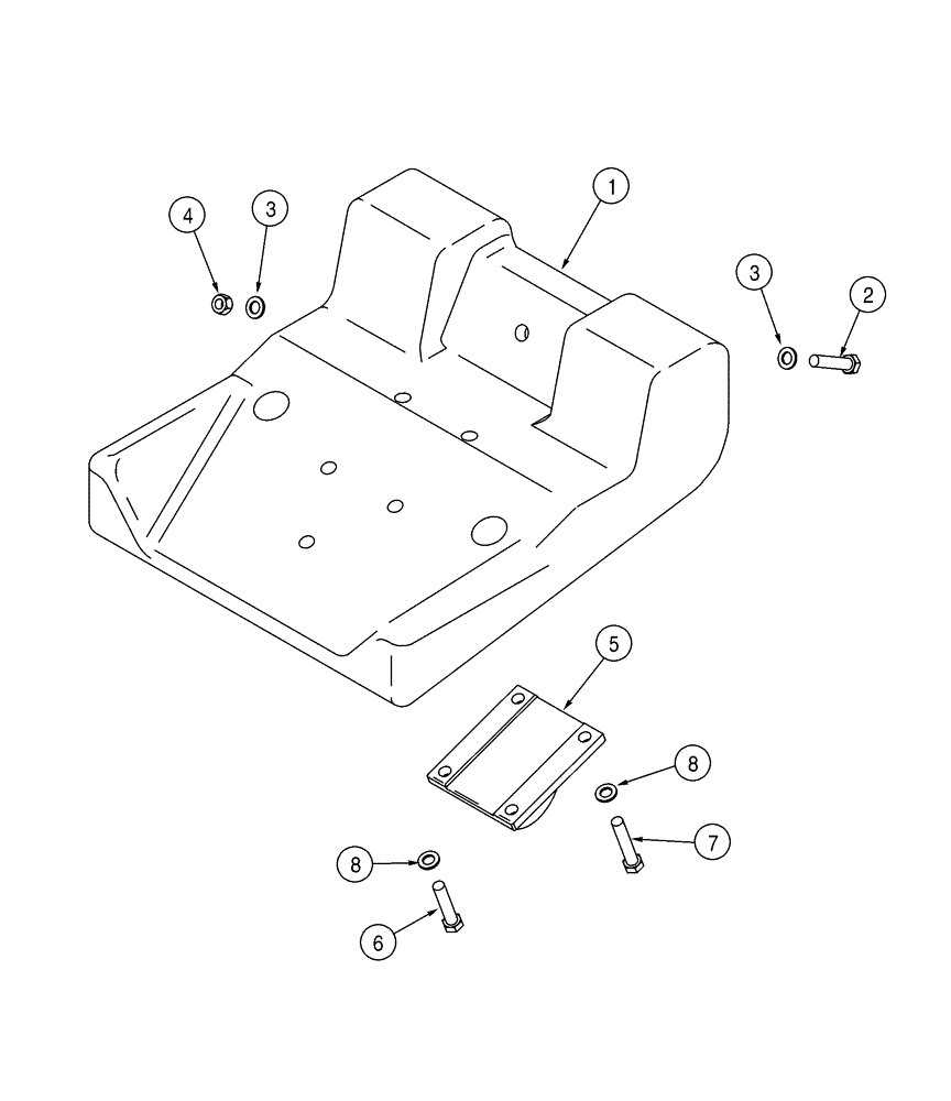 Схема запчастей Case 1150H - (09-05) - COUNTERWEIGHT, FRONT - HOOK, TOWING (09) - CHASSIS