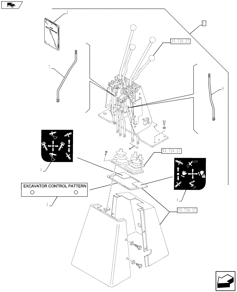 Схема запчастей Case 580SN - (88.035.11) - DIA KIT, EXCAVATOR CONTROL PATTERN (88) - ACCESSORIES