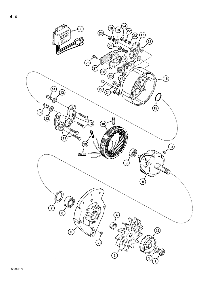 Схема запчастей Case MAXI-SNEAKER C - (4-04) - ALTERNATOR ASSEMBLY (04) - ELECTRICAL SYSTEMS