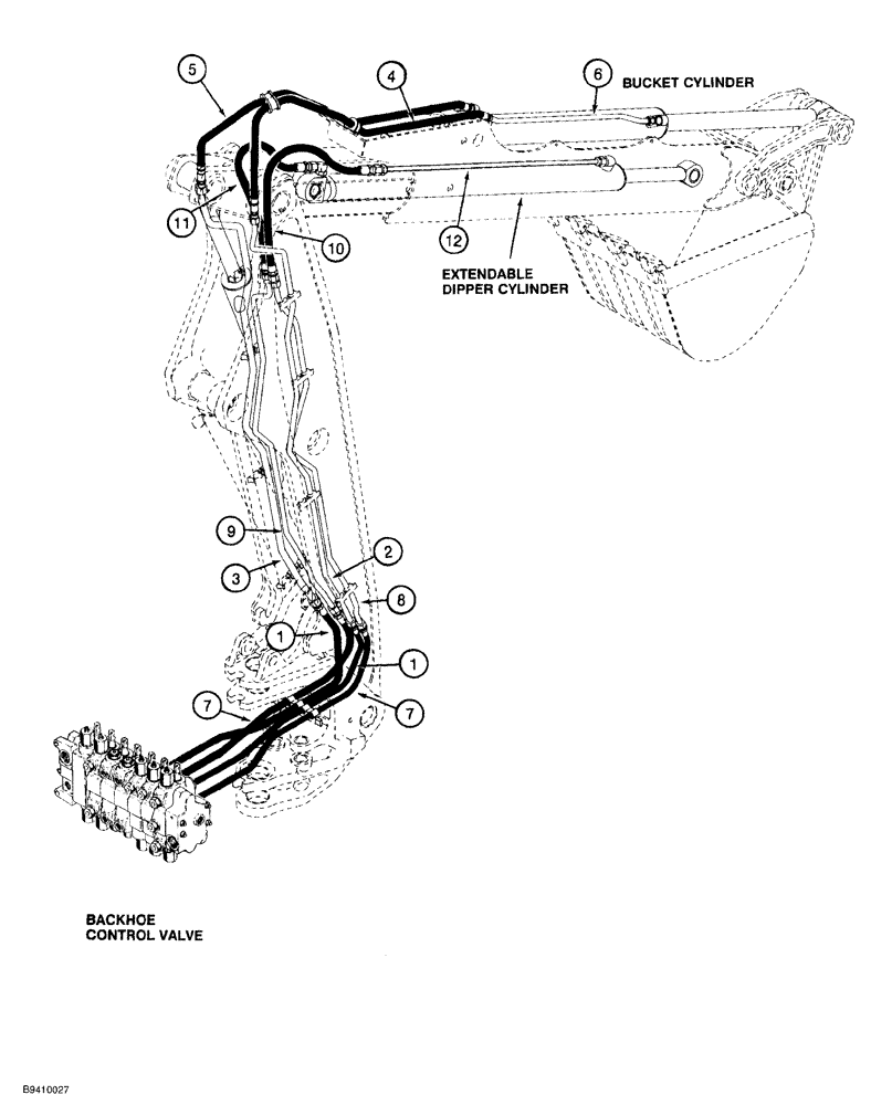 Схема запчастей Case 580SL - (1-022) - PICTORIAL INDEX BACKHOE HYDRAULICS EXTENDABLE DIPPER (00) - PICTORIAL INDEX