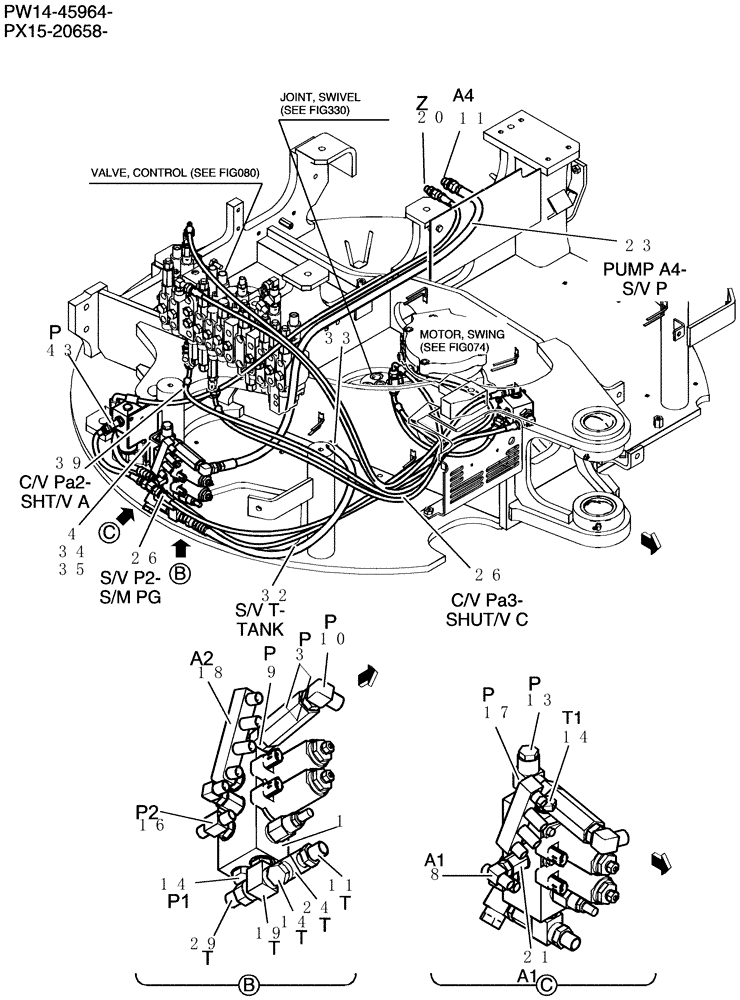 Схема запчастей Case CX31B - (718-01[2]) - CONTROL LINES, REMOTE (COOLER) (36) - PNEUMATIC SYSTEM