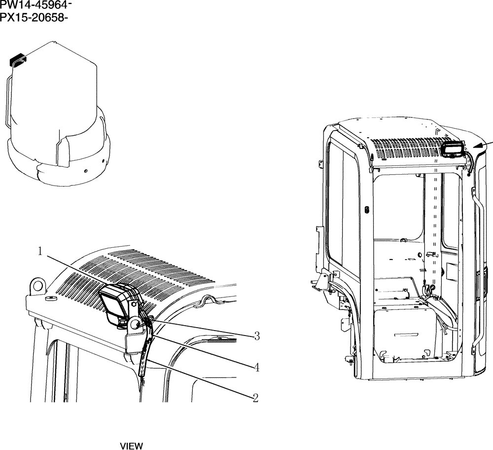 Схема запчастей Case CX36B - (214-17[1]) - LIGHT INSTAL (CAB) (05) - SUPERSTRUCTURE