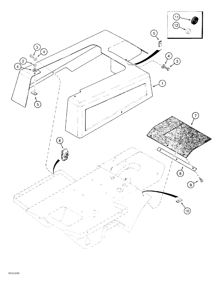 Схема запчастей Case 60 - (09-004) - ENGINE SHROUD AND DIRT FLAP 