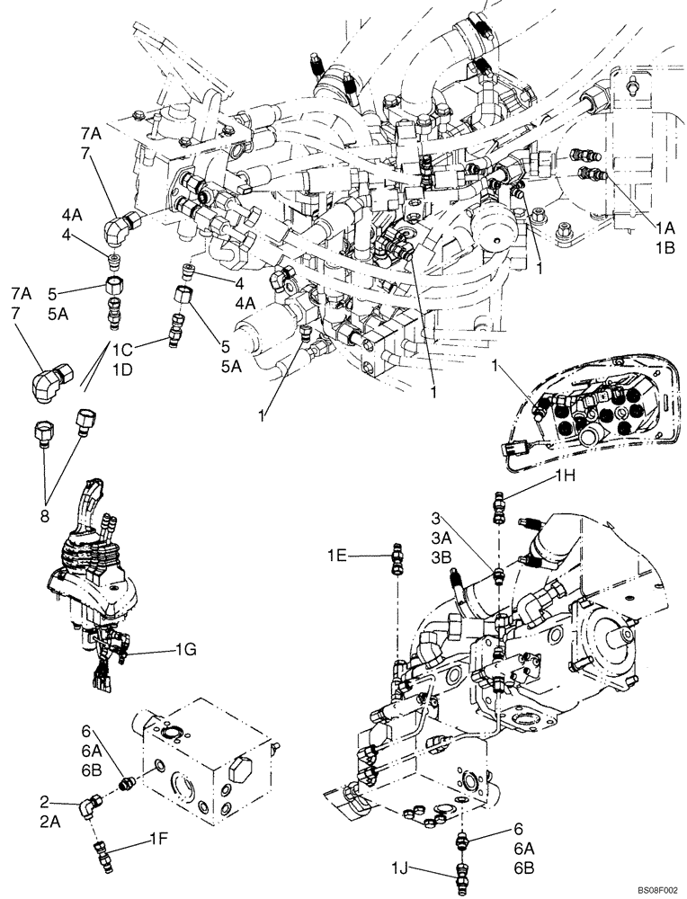 Схема запчастей Case 821E - (08-17) - COUPLER SYSTEM - DIAGNOSTIC LINES (08) - HYDRAULICS