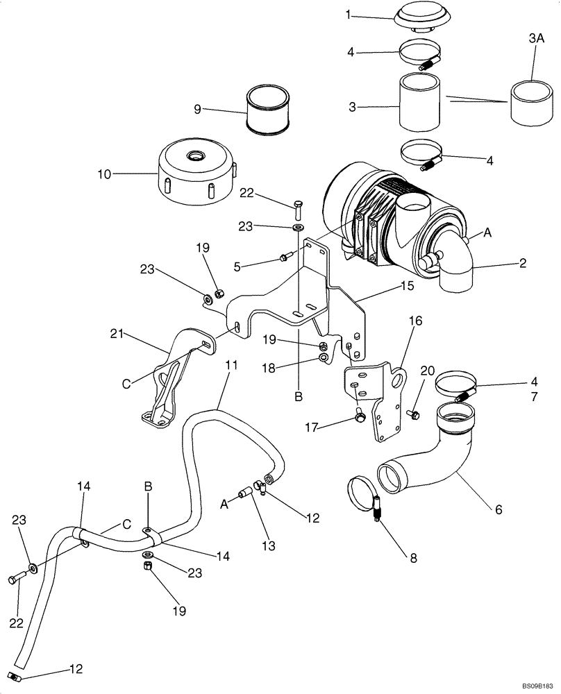 Схема запчастей Case 750L - (02-06) - AIR CLEANER - MOUNTING (02) - ENGINE