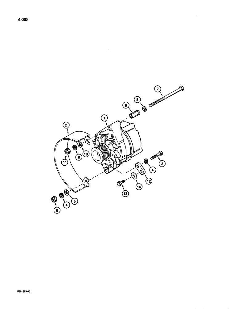 Схема запчастей Case W14C - (4-30) - 45 AMP ALTERNATOR AND MOUNTING PARTS (04) - ELECTRICAL SYSTEMS