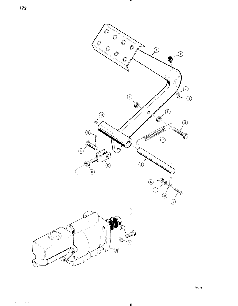 Схема запчастей Case W11 - (172) - BRAKE PEDAL AND BRAKE ACTUATOR (07) - BRAKES