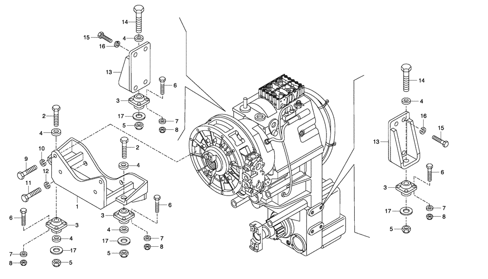 Схема запчастей Case 330 - (18A00010642[01]) - TRANSMISSION - MOUNTING - RETARDER OPTION (87442765) (03) - Converter / Transmission