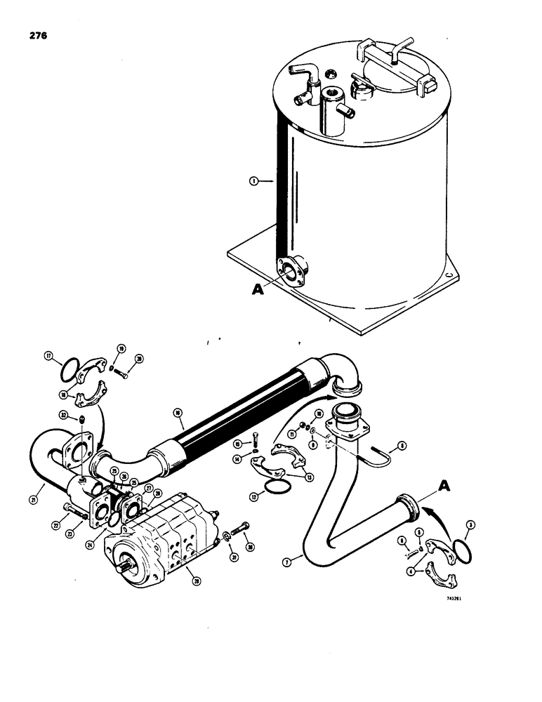 Схема запчастей Case W18 - (276) - LOADER AND STEERING PRIMARY HYDRAULICS, TRACTOR SN. 9107854 AND AFTER (08) - HYDRAULICS