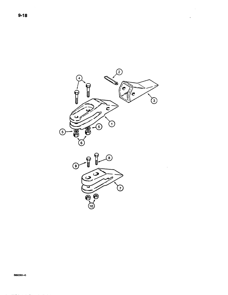 Схема запчастей Case W14C - (9-18) - BUCKET TEETH (09) - CHASSIS/ATTACHMENTS