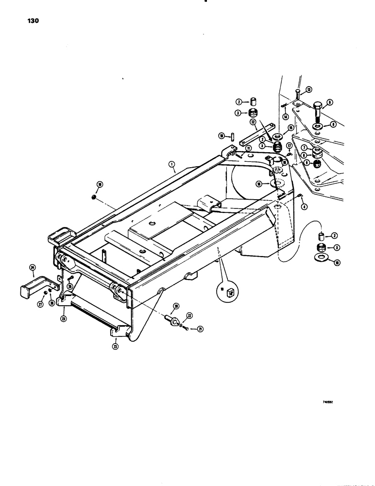 Схема запчастей Case 26C - (130) - BACKHOE MOUNTING PARTS FOR W14 LOADER 