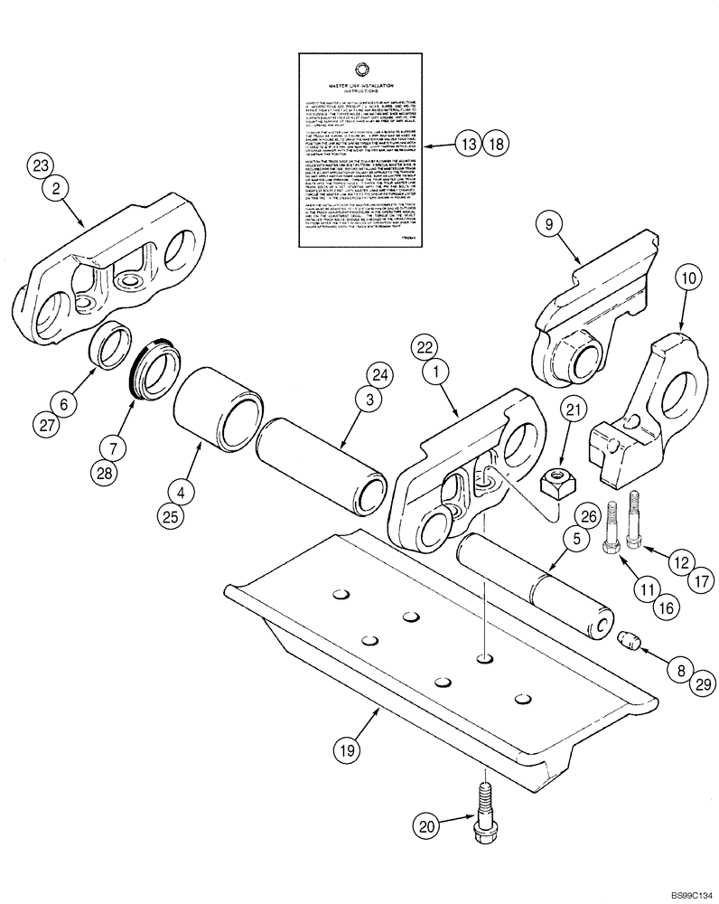 Схема запчастей Case 550H-IND - (05-12) - TRACK CHAIN, EXTENDED LIFE, EACH MASTER LINK HAS TWO BOLT HOLES, CHAIN UNIT KIT (11) - TRACKS/STEERING