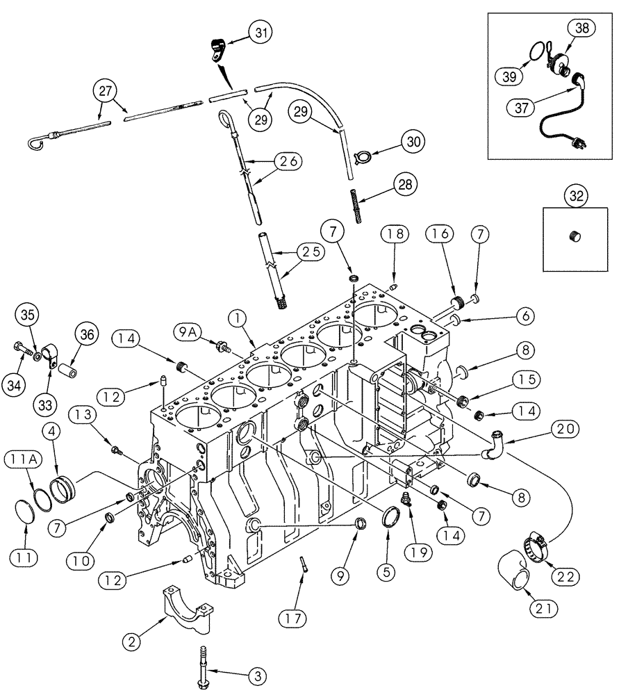 Схема запчастей Case 821C - (02-41) - CYLINDER BLOCK (02) - ENGINE