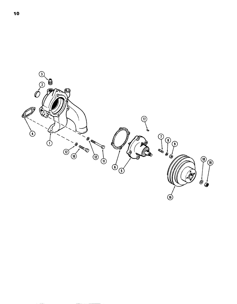 Схема запчастей Case W26B - (010) - WATER PUMP, (504 BDT) DIESEL ENGINE (02) - ENGINE