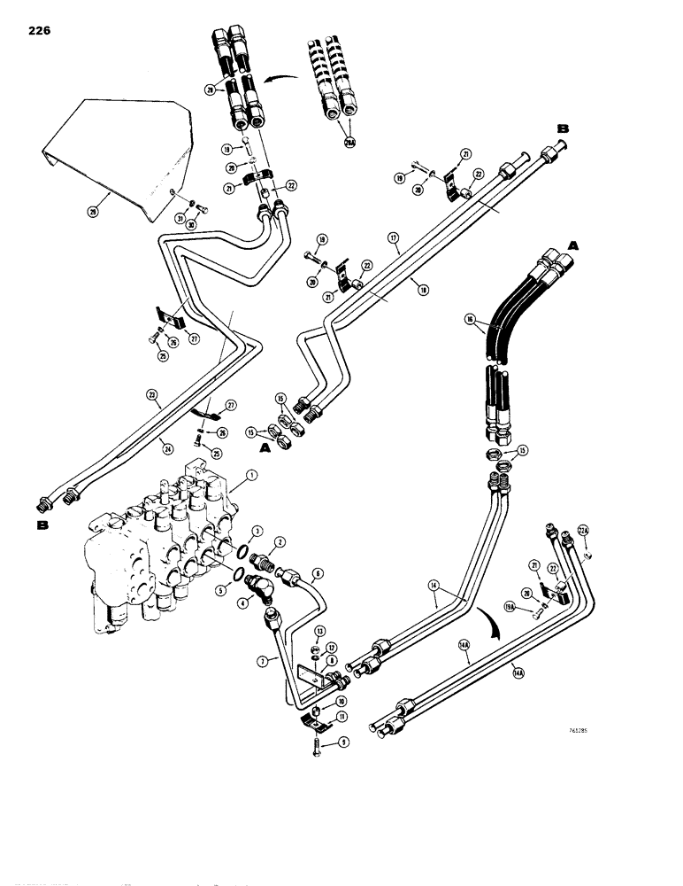 Схема запчастей Case 1150B - (226) - LOADER ARM AUXILIARY HYDRAULIC CIRCUIT (07) - HYDRAULIC SYSTEM