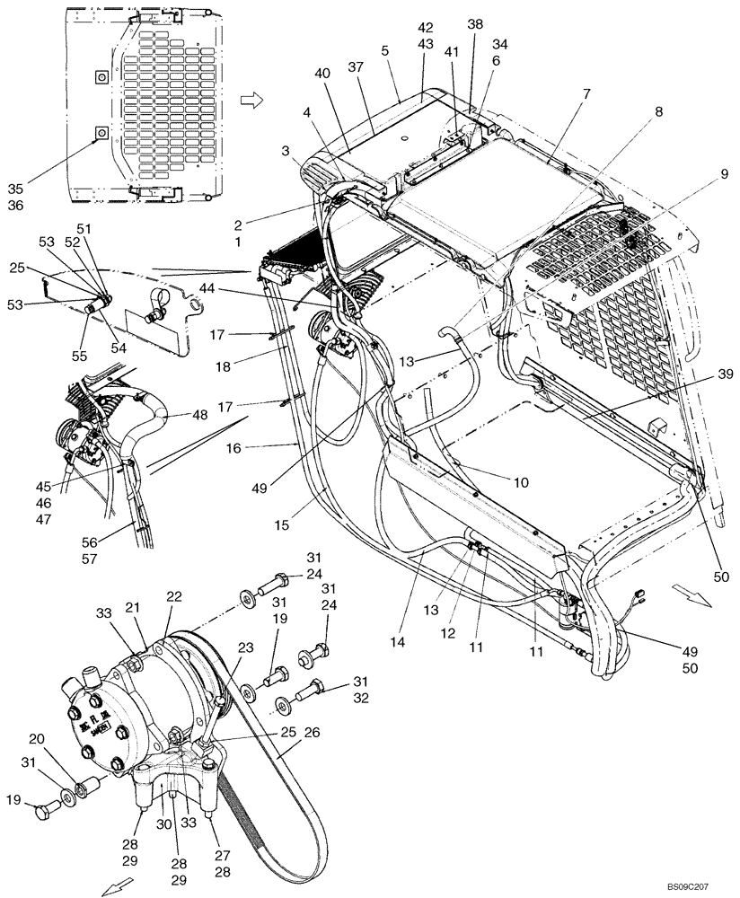 Схема запчастей Case 435 - (09-54) - AIR CONDITIONING SYSTEM (09) - CHASSIS