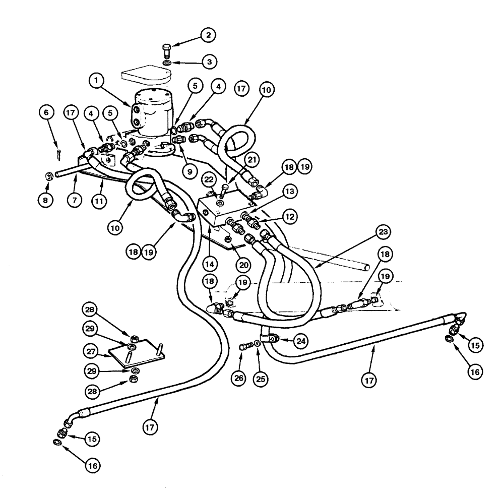 Схема запчастей Case 845 - (08.05[00]) - BLADE HYDRAULIC CIRCUIT - SIDE SHIFT AND TILT (08) - HYDRAULICS