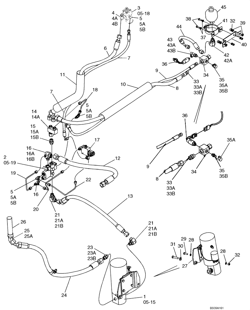 Схема запчастей Case 521E - (05-08) - STEERING - HYDRAULICS - AUXILIARY (05) - STEERING