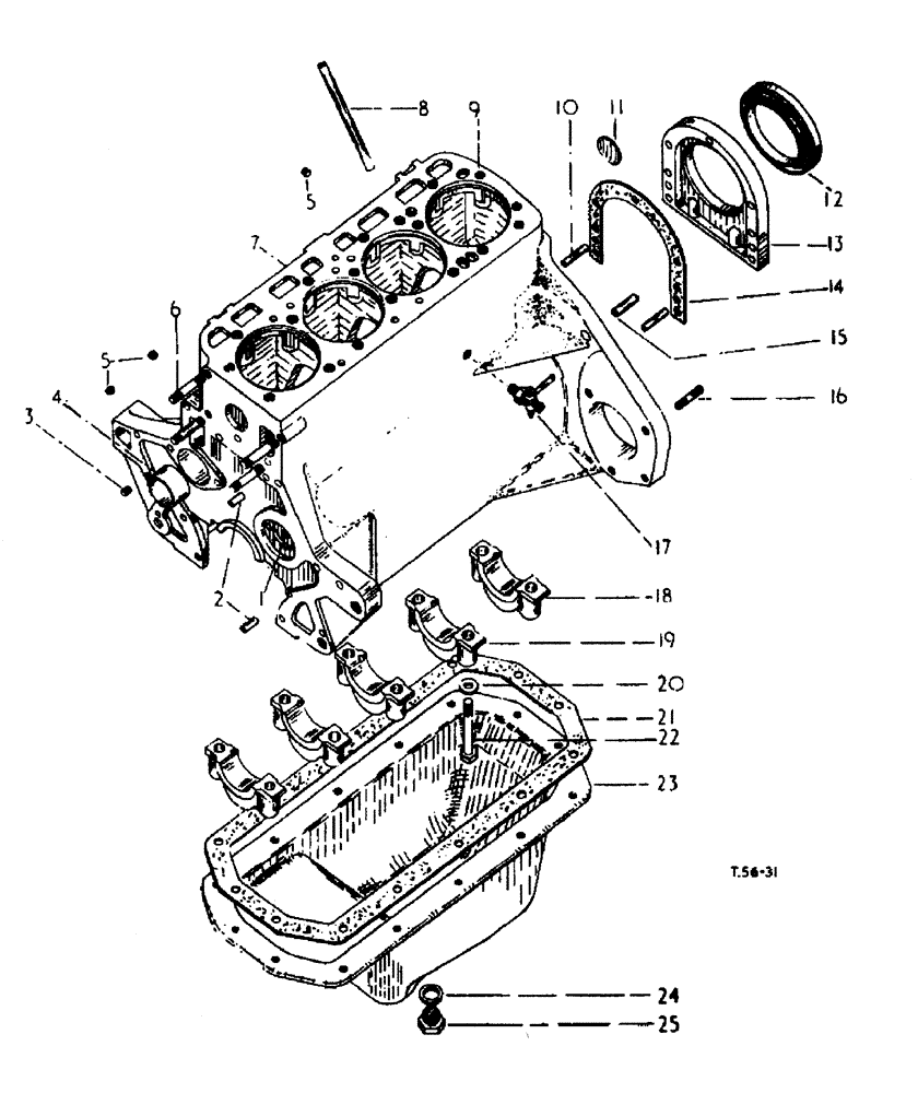 Схема запчастей Case 500 - (12-108) - CRANKCASE AND OIL PAN PETROL ENGINE No Description