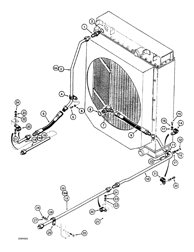 Схема запчастей Case 1155E - (6-52) - TRANSMISSION HYDRAULIC CIRCUIT, COOLING SYSTEM, RADIATOR TO CROSSOVER TUBE AT TORQUE CONVERTER (06) - POWER TRAIN