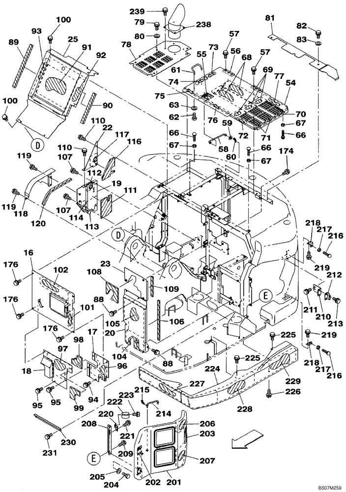 Схема запчастей Case CX135SR - (09-14) - ENGINE ACCESS PANEL (09) - CHASSIS/ATTACHMENTS